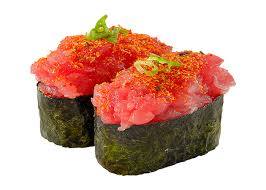 nigiri thon épicé (2mcx) / spicy tuna nigiri sushi (2pcs )